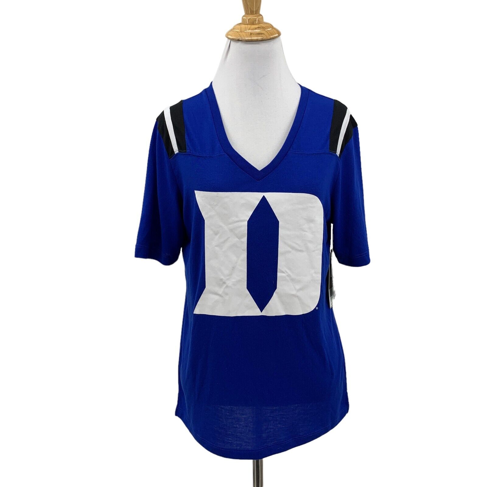 Colosseum Duke Blue Devils T Shirt Womens S Small Blue V-Neck Big D Logo Tee New
